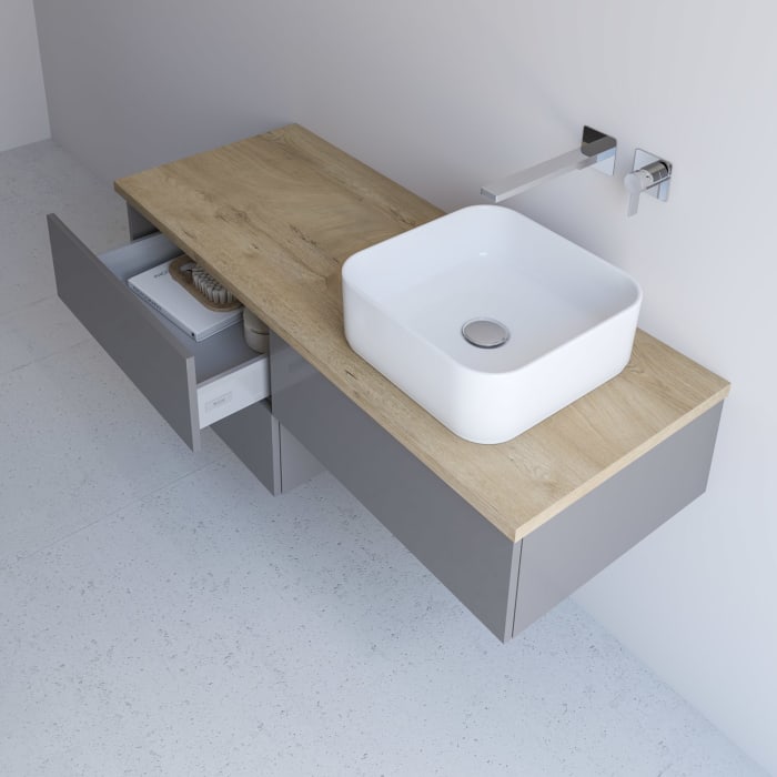 Kronenbach Cube Waschtischkonsole 161 cm mit 2 Auszügen und TIP-ON