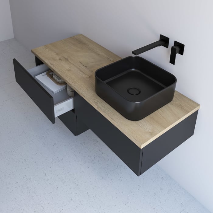 Kronenbach Cube Waschtischkonsole 161 cm mit 3 Auszügen und TIP-ON