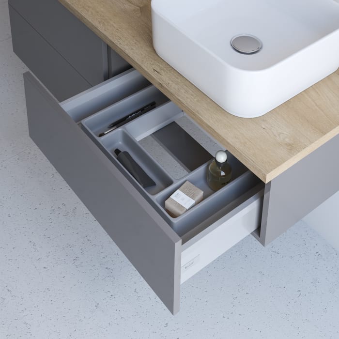 Kronenbach Cube Waschtischkonsole 161 cm für 2 Waschtische mit 2 Auszügen und TIP-ON