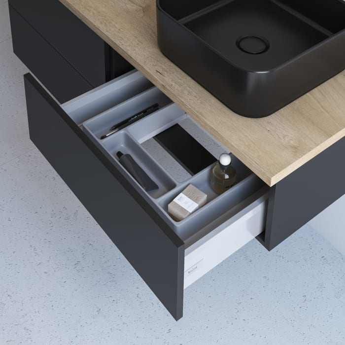 Kronenbach Cube Waschtischkonsole 161 cm für 2 Waschtische mit 4 Auszügen und TIP-ON