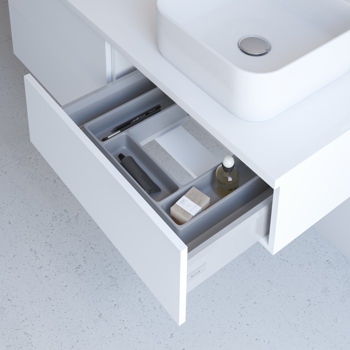 Kronenbach Cube Waschtischkonsole 161 cm für 2 Waschtische mit 4 Auszügen und TIP-ON