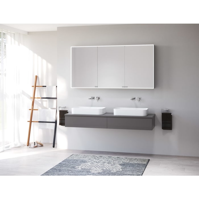 Kronenbach Cube Waschtischkonsole 161 cm für 2 Waschtische mit 2 Auszügen und TIP-ON