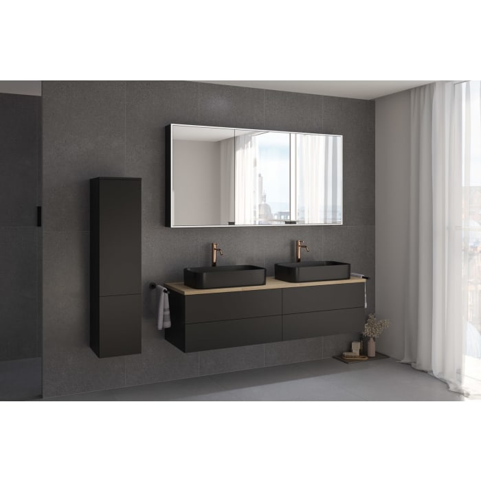 Kronenbach Cube Waschtischkonsole 161 cm für 2 Waschtische mit 4 Auszügen und TIP-ON