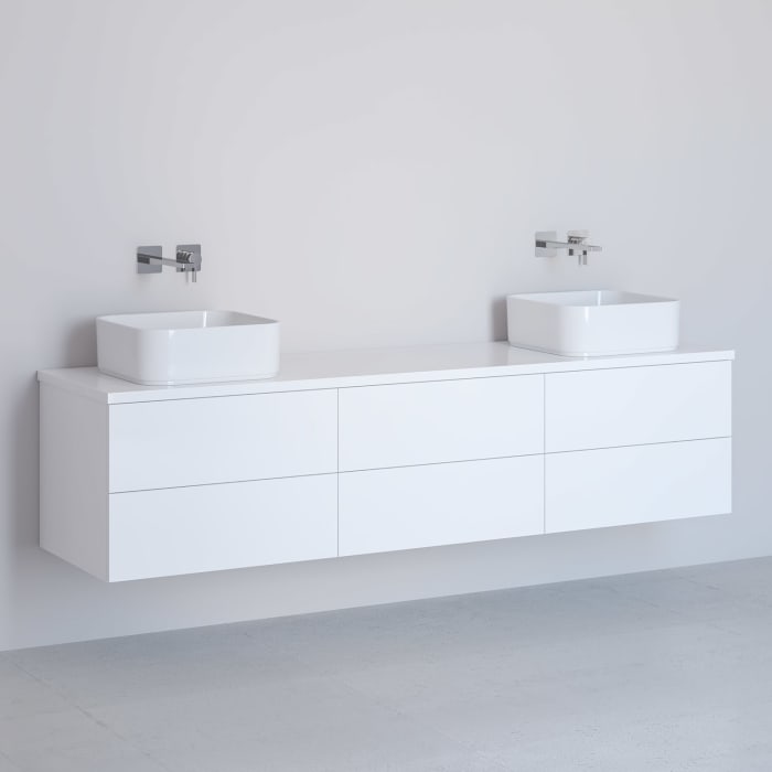 Kronenbach Cube Waschtischkonsole 181 cm für 2 Waschtische mit 6 Auszügen und TIP-ON