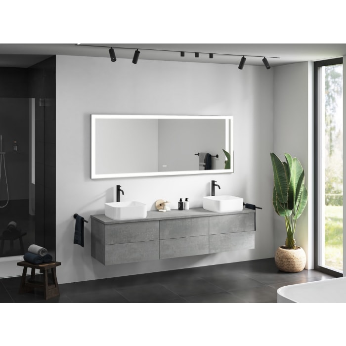 Kronenbach Cube Waschtischkonsole 181 cm für 2 Waschtische mit 6 Auszügen und TIP-ON