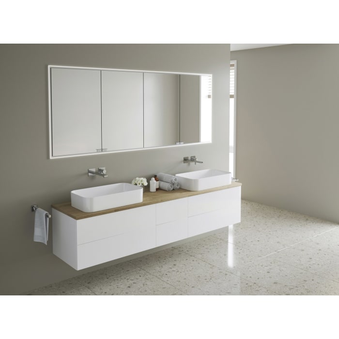 Kronenbach Cube Waschtischkonsole 201 cm für 2 Waschtische mit 6 Auszügen und TIP-ON