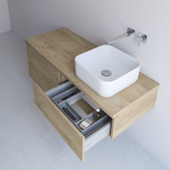 Kronenbach Cube Waschtischkonsole 201 cm für 2 Waschtische mit 6 Auszügen und TIP-ON