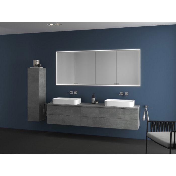 Kronenbach Cube Waschtischkonsole 201 cm für 2 Waschtische mit 6 Auszügen und TIP-ON