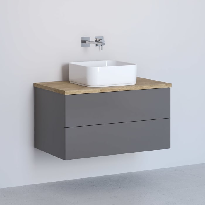 Kronenbach Cube Waschtischkonsole 81 cm mit 2 Auszügen und TIP-ON