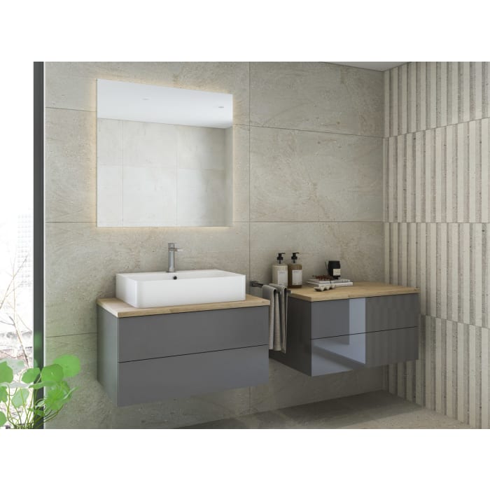 Kronenbach Cube Waschtischkonsole 81 cm mit 2 Auszügen und TIP-ON