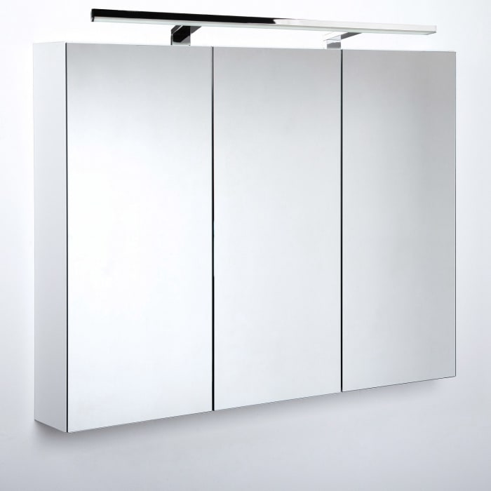 Kronenbach Plana 2.0 Spiegelschrank 120 cm mit 3 Türen und LED-Aufsatzleuchte