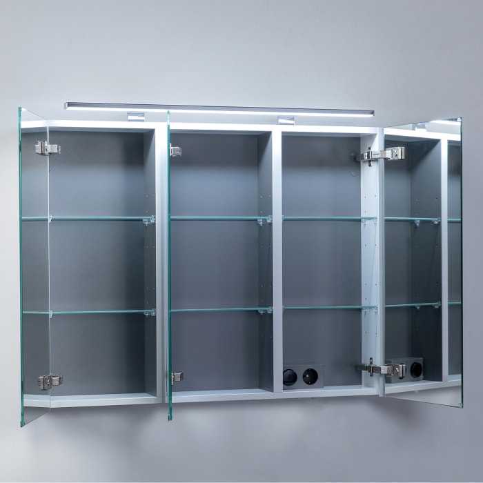 Kronenbach Plana 2.0 Spiegelschrank 120 cm mit 3 Türen und LED-Aufsatzleuchte