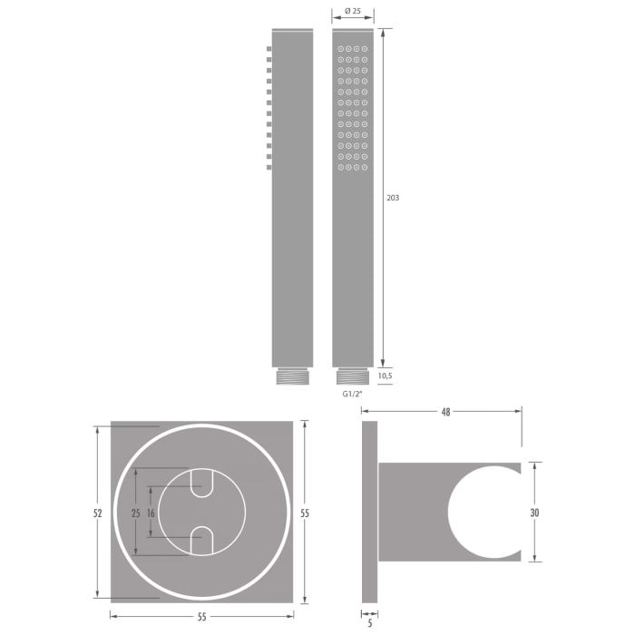 Kronenbach Brauseset 4 mit Stabhandbrause eckig und Brausehalter