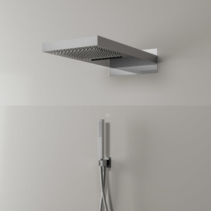 Kronenbach Duschset 3 mit Kopfbrause 50 x 25 cm und Stabhandbrause eckig