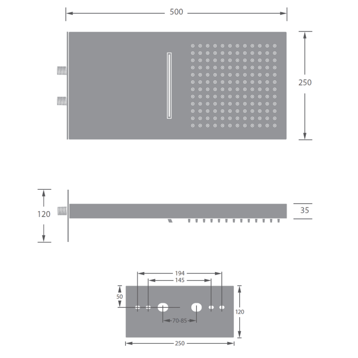 Kronenbach SPA Kopfbrause 50 x 25 cm mit 2 Strahlarten