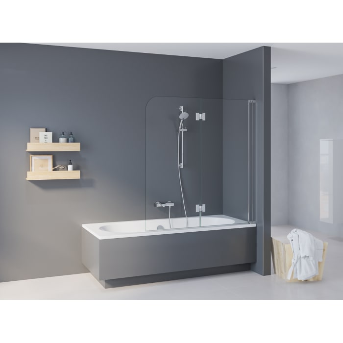 Kronenbach Tube Falttür für Badewanne, 132 x 140 cm, Anschlag rechts