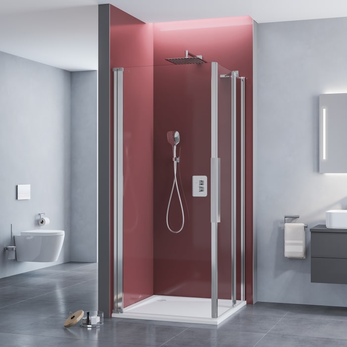 Kronenbach Tube Eckdusche Pendeltür mit Drehpunkt wandseitig, Sondermaß, Schenkel links