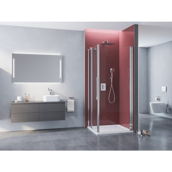 Kronenbach Tube Eckdusche Pendeltür mit Drehpunkt wandseitig, Sondermaß, Schenkel rechts