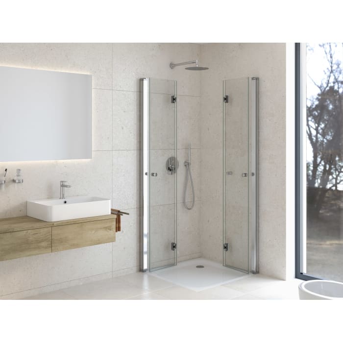 Kronenbach Tube Falteckdusche, 90 x 200 cm, Schenkel links