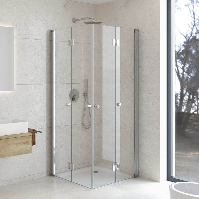 Kronenbach Tube Falteckdusche, Sondermaß bis 127,5 cm, Schenkel links