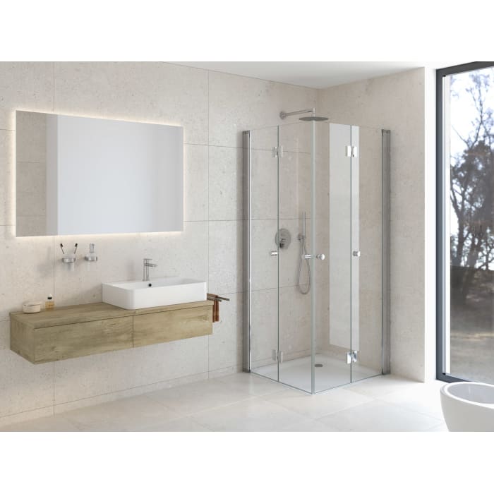 Kronenbach Tube Falteckdusche, Sondermaß bis 127,5 cm, Schenkel rechts