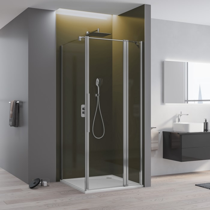 Kronenbach Tube Pendeltür mit Festelement für Trennwand, 80 x 200 cm, Anschlag rechts