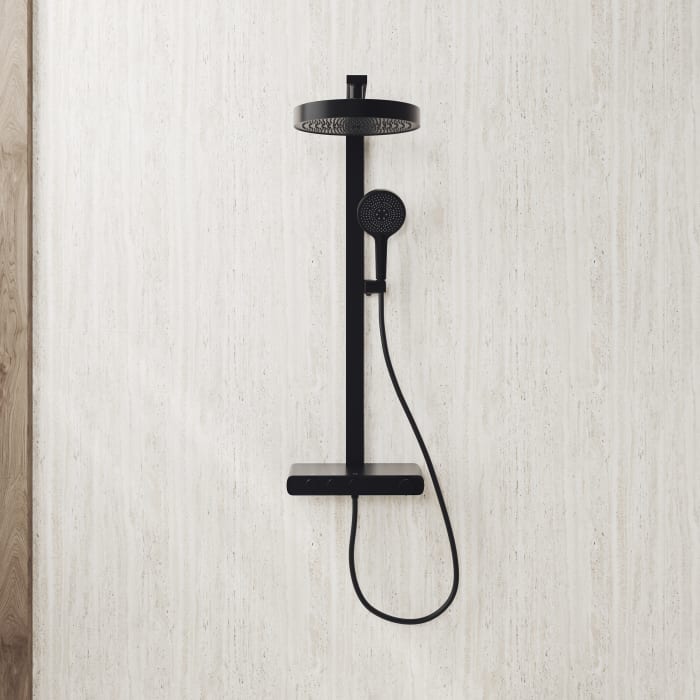 Kronenbach Aquivara Thermostat-Duschsystem Aufputz mit Ablage und 2-Funktions Kopfbrause Ø 31 cm