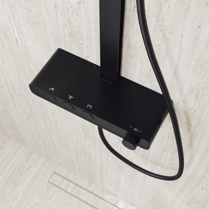 Kronenbach Aquivara Thermostat-Duschsystem Aufputz mit Ablage und 2-Funktions Kopfbrause Ø 31 cm