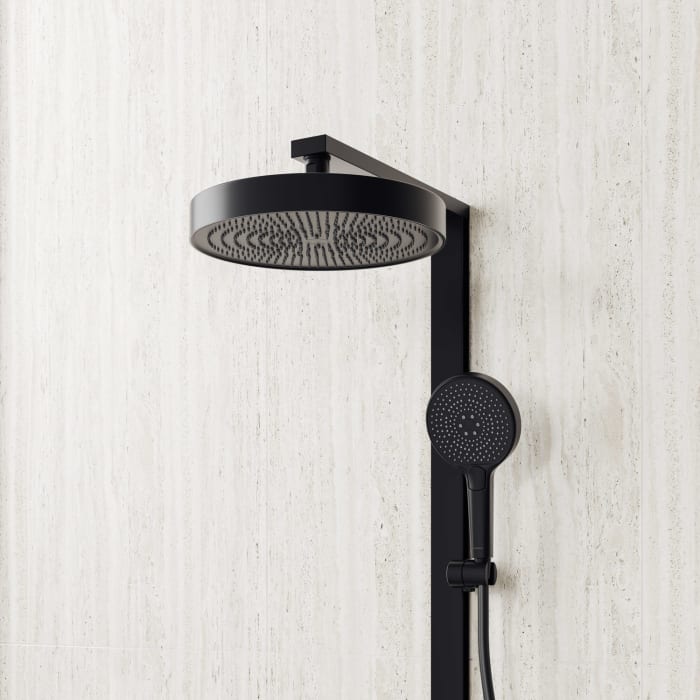 Kronenbach Aquivara Thermostat-Duschsystem Aufputz mit Ablage und 2-Funktions Kopfbrause Ø 31 cm