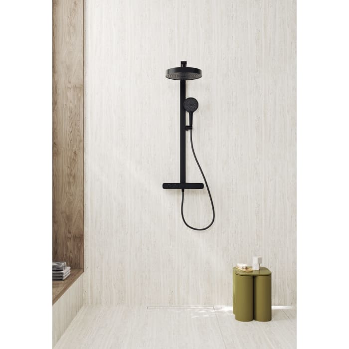 Kronenbach Aquivara Thermostat-Duschsystem Aufputz mit Ablage und 2-Funktions Kopfbrause Ø 31 cm