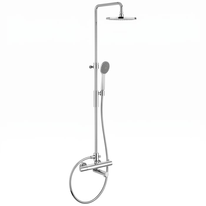 Kronenbach Duschsystem Aufputz mit Wannenthermostat und Kopfbrause Ø 22,5 cm, rund