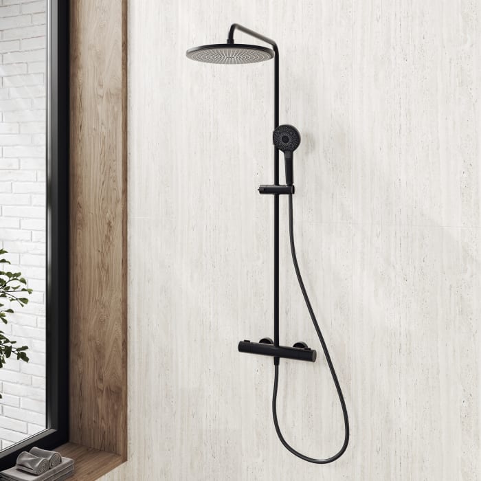 Kronenbach EasyRain Thermostat-Duschsystem Aufputz, Kopfbrause Ø 30 cm, höhenverstellbar