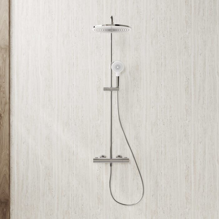 Kronenbach EasyRain Thermostat-Duschsystem Aufputz, Kopfbrause Ø 30 cm, höhenverstellbar