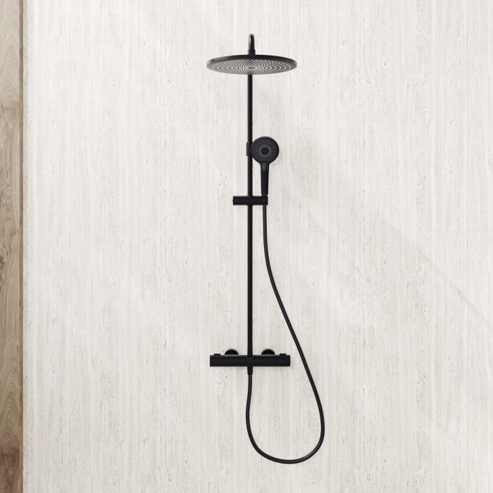 Kronenbach EasyRain Thermostat-Duschsystem Aufputz, Kopfbrause Ø 30 cm, höhenverstellbar