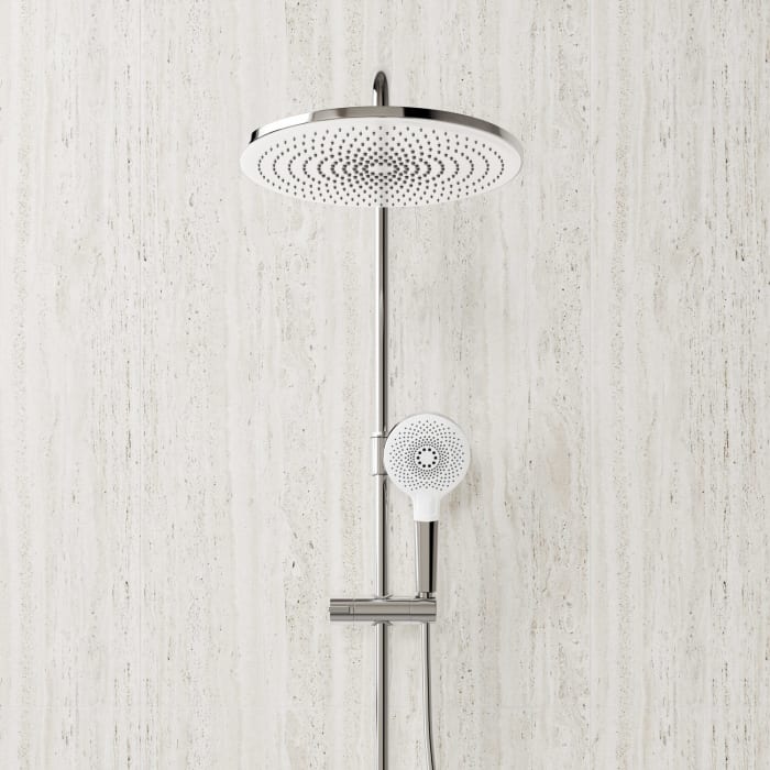 Kronenbach EasyRain Thermostat-Duschsystem Aufputz, Kopfbrause Ø 30 cm, höhenverstellbar