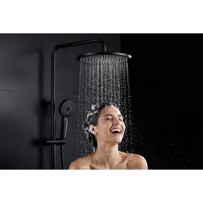 Kronenbach EasyRain Thermostat-Duschsystem Aufputz, Kopfbrause Ø 30 cm, höhenverstellbar