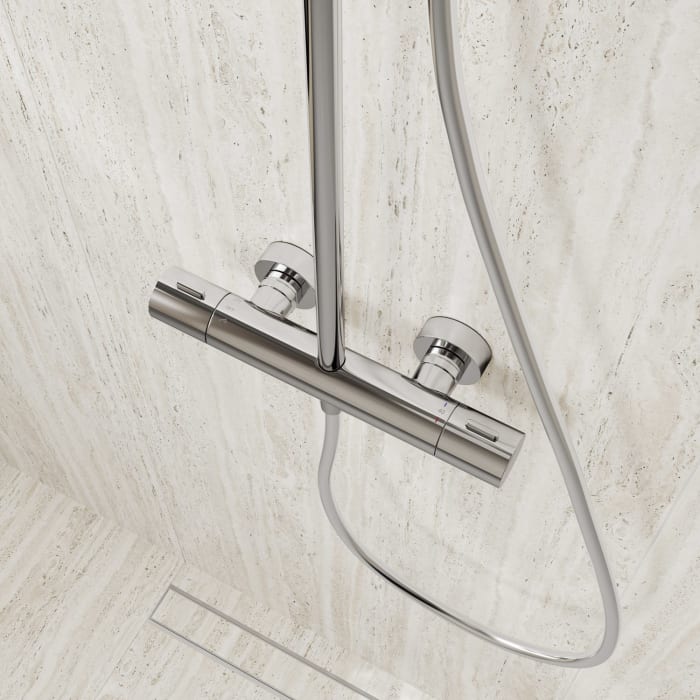 Kronenbach EasyRain Thermostat-Duschsystem Aufputz, Kopfbrause Ø 30 cm, höhenverstellbar
