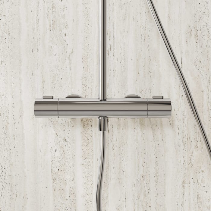 Kronenbach EasyRain Thermostat-Duschsystem Aufputz, Kopfbrause Ø 30 cm, höhenverstellbar