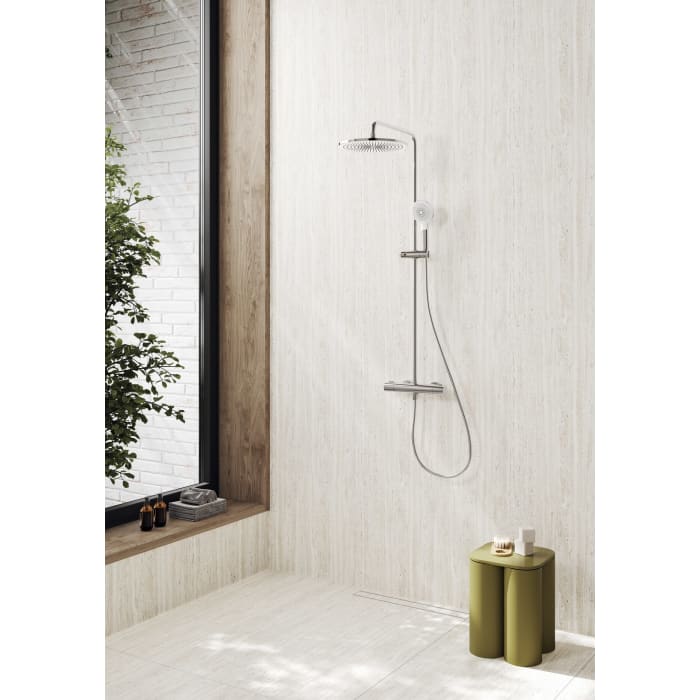 Kronenbach EasyRain Thermostat-Duschsystem Aufputz, Kopfbrause Ø 30 cm, höhenverstellbar