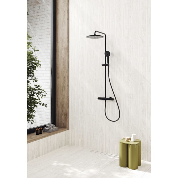 Kronenbach EasyRain Thermostat-Duschsystem Aufputz, Kopfbrause Ø 30 cm, höhenverstellbar