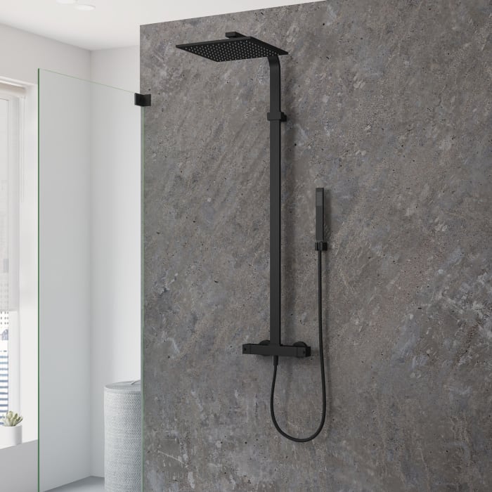 Kronenbach Duschsystem Aufputz mit Thermostat, eckig