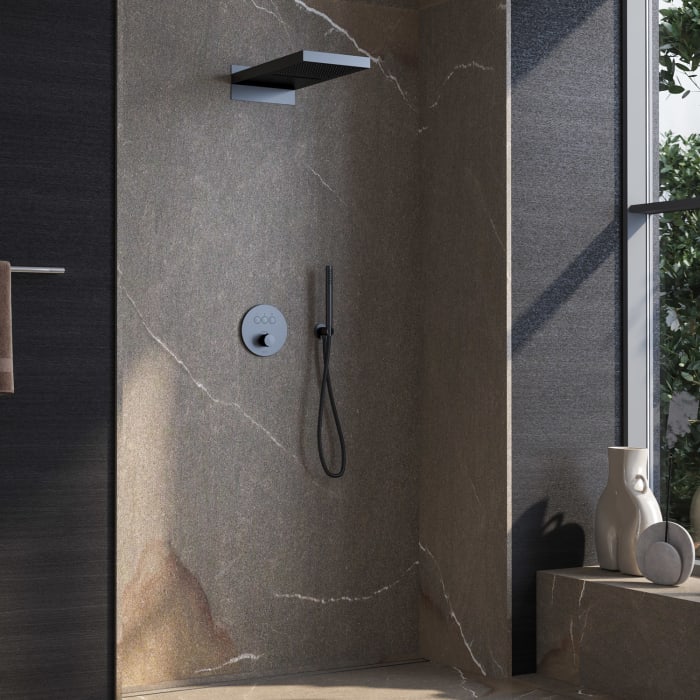 Kronenbach Smart Push Thermostat Duschsystem Unterputz für 3 Verbraucher, rund