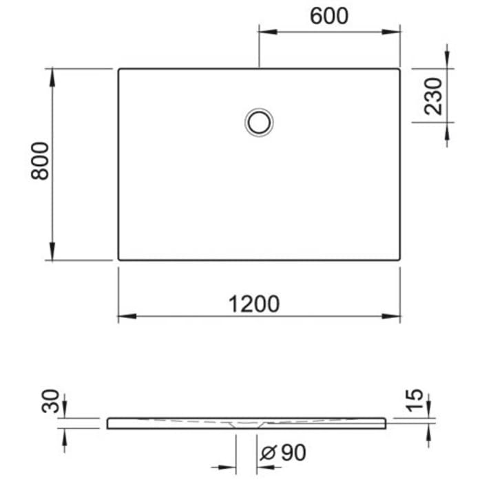 Kronenbach Cube Mineralguss-Duschwanne 120 x 80 cm