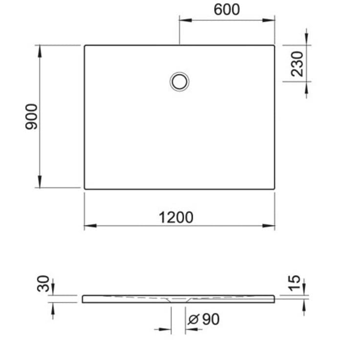 Kronenbach Cube Mineralguss-Duschwanne 120 x 90 cm