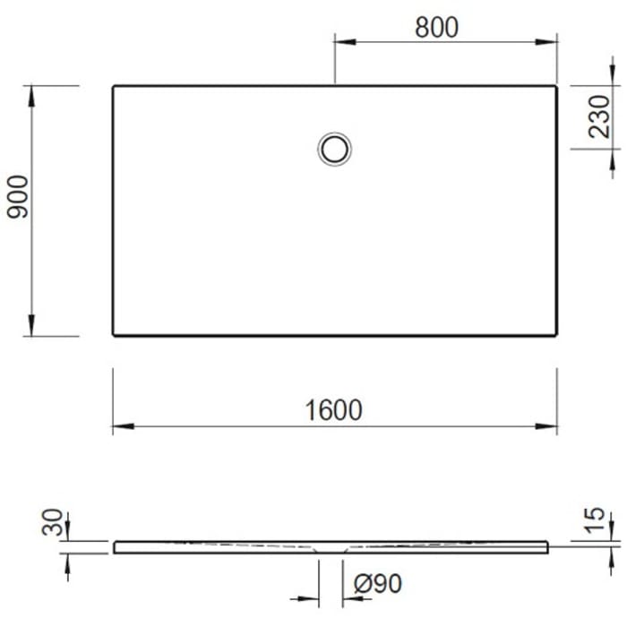 Kronenbach Cube Mineralguss-Duschwanne 160 x 90 cm mit Antislip