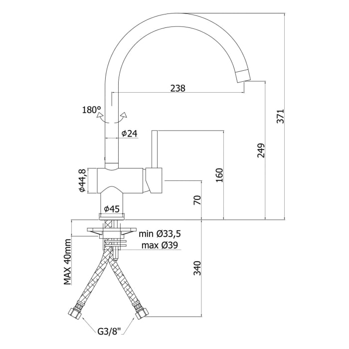 Kronenbach Lima Classic Einhebel Küchenarmatur mit hohem schwenkbarem Auslauf