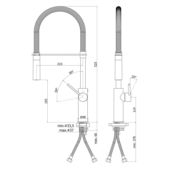Kronenbach Lima Professional Einhebel Küchenarmatur mit schwenkbarem, flexiblen Auslauf, Handbrause mit 2 Strahlarten
