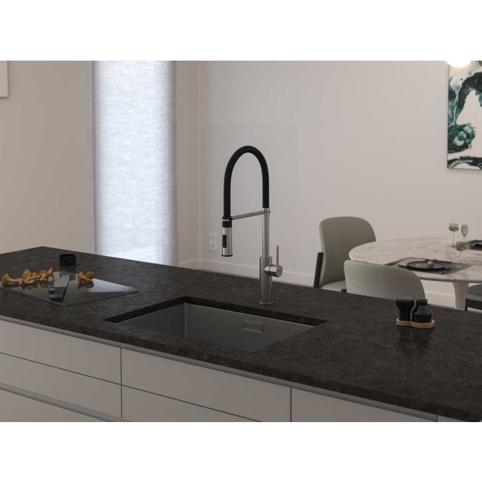 Kronenbach Lima Professional Einhebel Küchenarmatur mit schwenkbarem, flexiblen Auslauf, Handbrause mit 2 Strahlarten