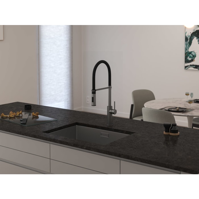 Kronenbach Lima Professional Einhebel Küchenarmatur mit schwenkbarem, flexiblen Auslauf, Handbrause mit 2 Strahlarten