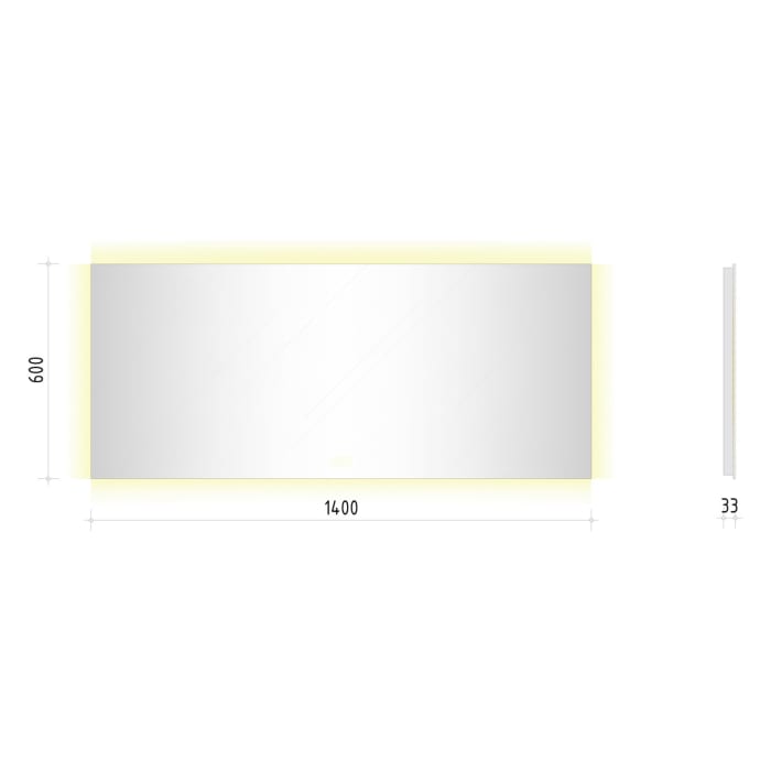 Kronenbach Night Badspiegel 140 x 60 cm mit LED-Backlight und Dimmfunktion